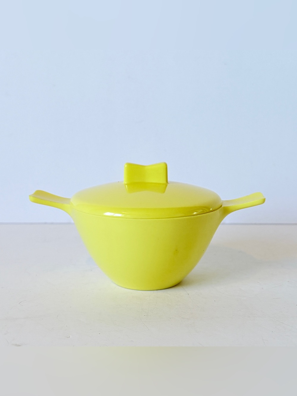Vintage Stetson Ware Yellow Melmac Covered Sugar Bowl MCM Melamine Dish 1950s
